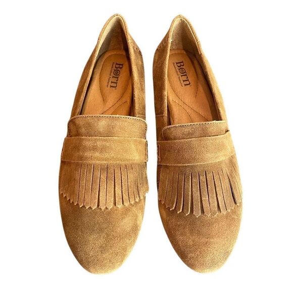 Born Shoes - Born Brown Suede McGee Slip-on Fringe Kiltie Loafers Size 11